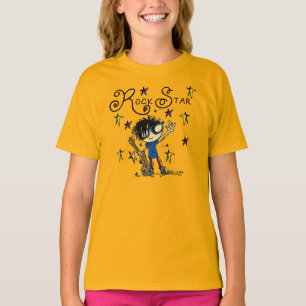 Svart hårpojkerockstjärna t shirt