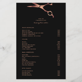 Svart hårsalon, Pris listmeny Flyer