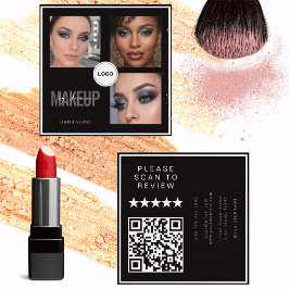 Svart Hårstylist Foto Collage QR-kod & Recension  Fyrkantigt Visitkort