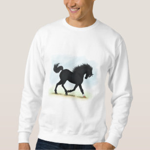 Svart häst med Star & Sock (Black Beauty) Lång Ärmad Tröja