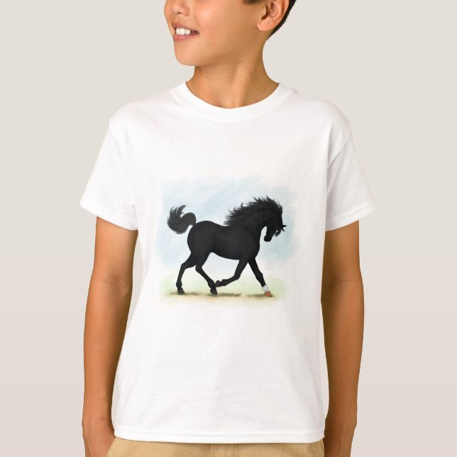 Svart häst med Star & Sock (Black Beauty) T Shirt (Framsida)