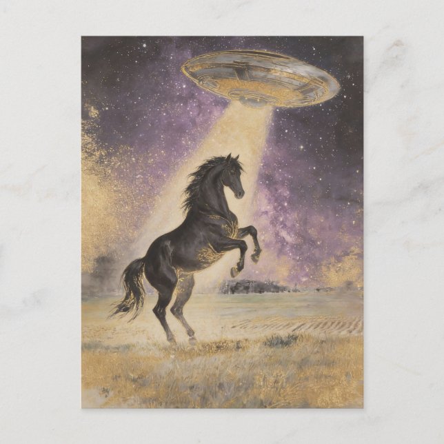 Svart häst och UFO Vykort (Framsida)