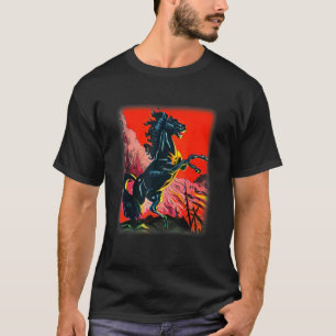 Svart häst skjorta, Färgstark hingst t-shirt för h