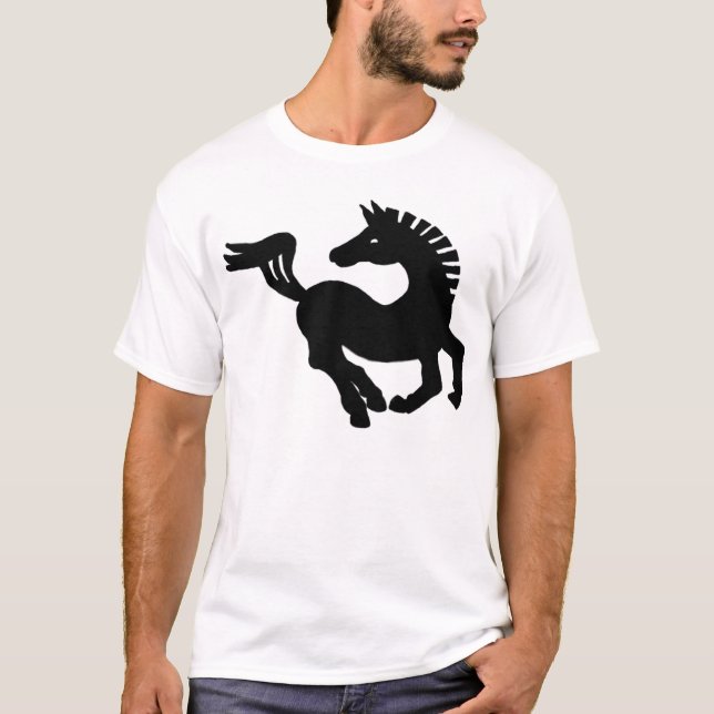 svart häst tee shirt (Framsida)