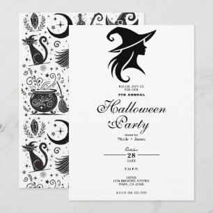 Svart hatt häxa Wicca häxor Halloween-fest Inbjudningar