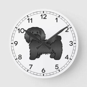 Svart Havanesiskt Sött Tecknat Hundillustration Rund Klocka