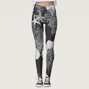 Svart havsbalkar, Elegant för korall och Snäcka Leggings