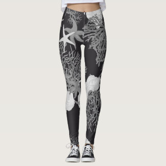 Svart havsbalkar, Elegant för korall och Snäcka Leggings