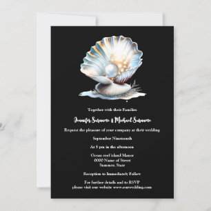 Svart havsstrand av elfenbensmåskal inbjudningar