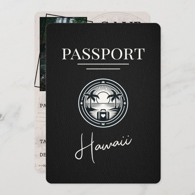 Svart Hawaii Passport sparar datum Spara Datumet (Fram/baksida)