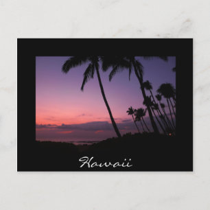 Svart Hawaii-vykort för rosa och lila Vykort