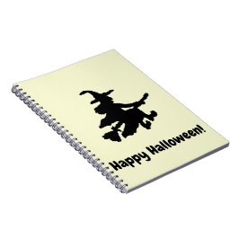 Svart häxa på gul - Glad Halloween Anteckningsbok