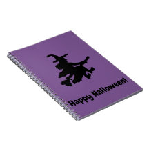 Svart häxa på lila - Glad Halloween