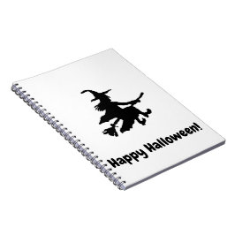 Svart häxa på vit bakgrund - Glad Halloween Anteckningsbok