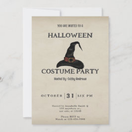 Svart häxhatt Vintage Halloween Inbjudningar