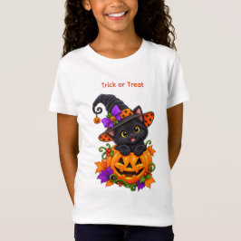 Svart häxkatt i halloweenpumpa anpassad t shirt