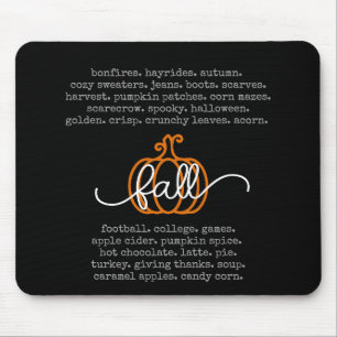 Svart Hej Fall Definition Ord Pumpkin Höst Musmatta