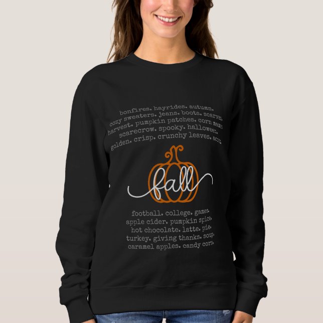 Svart Hej Fall Definition Ord Pumpkin Höst T Shirt (Framsida)