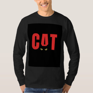 Svart hel T-shirt med kattdesign