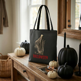 Svart Hemsökt Halloween Spöke Svart Toteväska Tygkasse