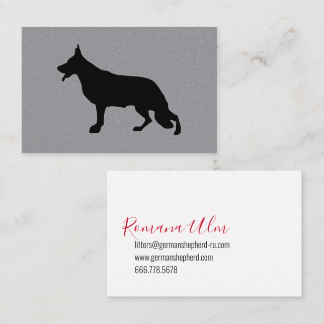 Svart herdehund illustration visitkort (Fram/baksida)