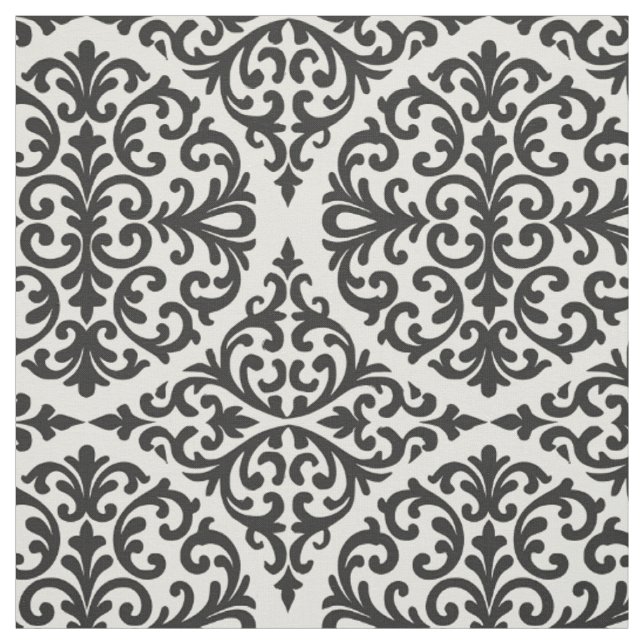 Svart Heritage Damask Tyg (Provkarta)