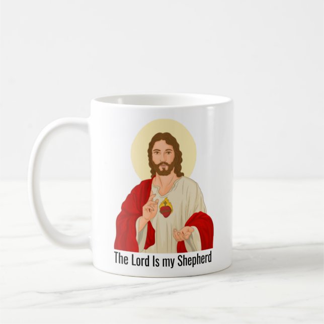 Svart Herren är min Shepherd Jesus illustrerad. Kaffemugg (Vänster)