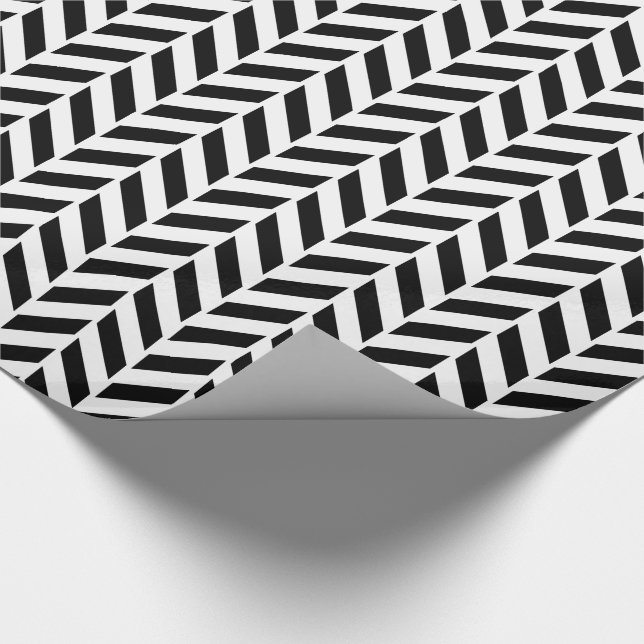 Svart Herringbonetryck Presentpapper (Hörn)