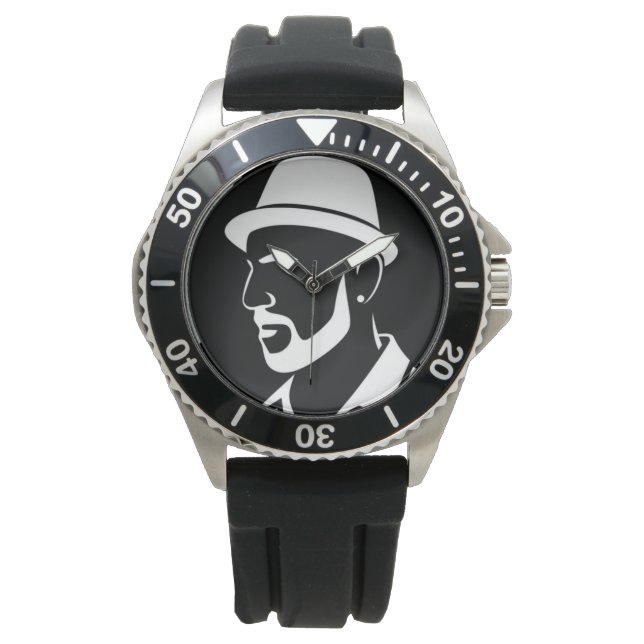 Svart herrporträttsurhålare armbandsur (Framsida)