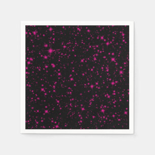 Svart & het rosa glittrande glitterstjärnor pappersservett