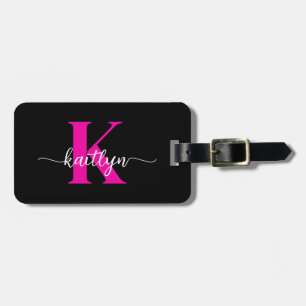 Svart het rosa monogram bagagebricka
