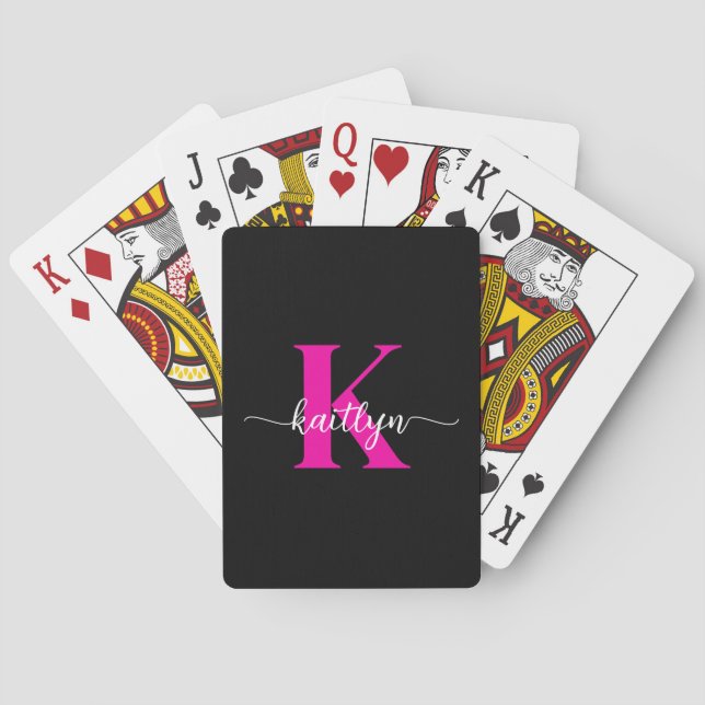 Svart het rosa monogram casinokort (Baksidan)