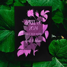 Svart het rosa ros Botanisk Spara datum-kort Datumet