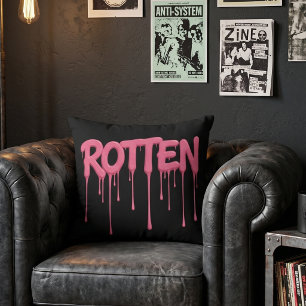 Svart & Het Rosa RUTTEN Rosa Droppande Text Kudde
