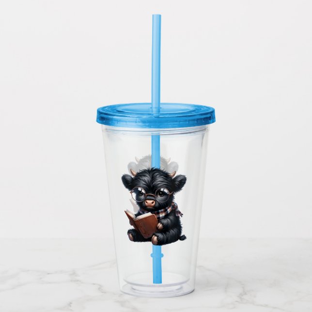 Svart Highlandko som läser en bok Take Away Mugg (Framsida)