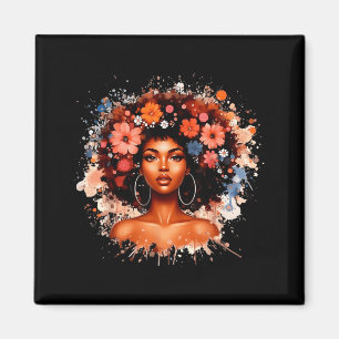 Svart historia Afro hår Flower Girl Kvinnor Junete Magnet