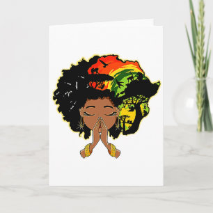 Svart historia afro kvinna som ber Gud melanin dro Kort