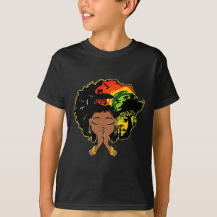 Svart historia afro kvinna som ber Gud melanin dro T Shirt