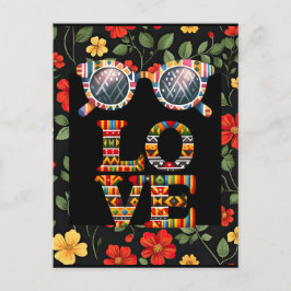 Svart historia månad vykort med livfulla blommor 