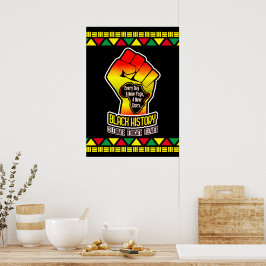 Svart historia med Afrika Karta och Fist på BLACK Poster