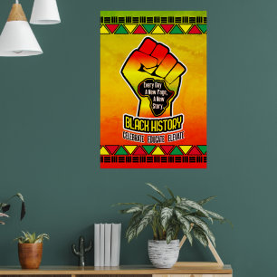 Svart historia med Afrika Karta och Fist på Grunge Poster