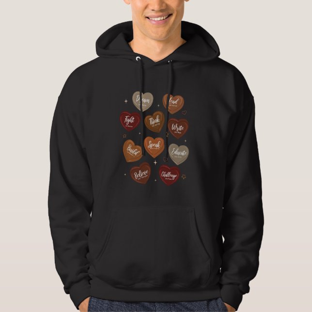 Svart historia med utbildad ledarkonversation Han Hoodie (Framsida)