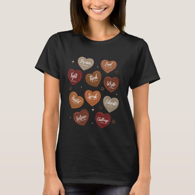 Svart historia med utbildad ledarkonversation Han T Shirt (Framsida)