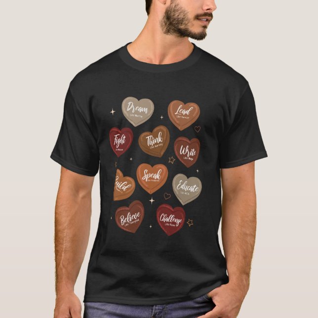Svart historia med utbildad ledarkonversation Han T Shirt (Framsida)