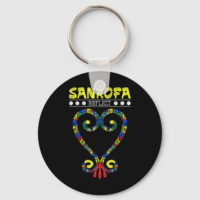 Svart historia Sankofa Heart reflekterar afrikansk Nyckelring (Framsida)