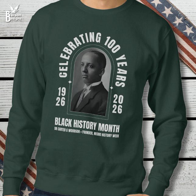 SVART HISTORIE MÅNAD CENTENNIAL 100 År BHM Lång Ärmad Tröja (Stylish BHM Centennial sweatshirt with Dr Carter G Woodson to celebrate 100 years of Black History)
