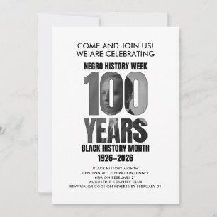 SVART HISTORIE MÅNAD Centennial Dinner Inbjudningar