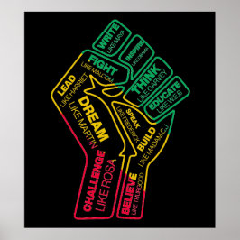 Svart historiehjältes motiveringsfist poster