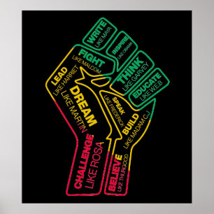 Svart historiehjältes motiveringsfist poster