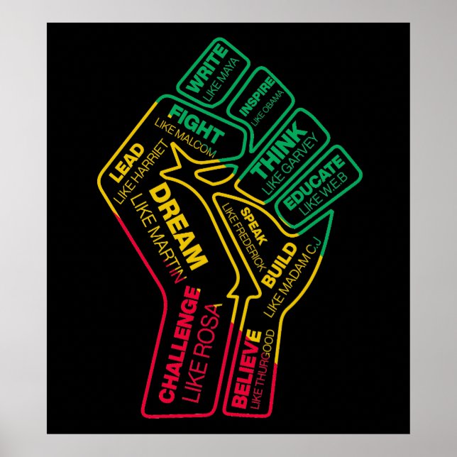 Svart historiehjältes motiveringsfist poster (Framsidan)